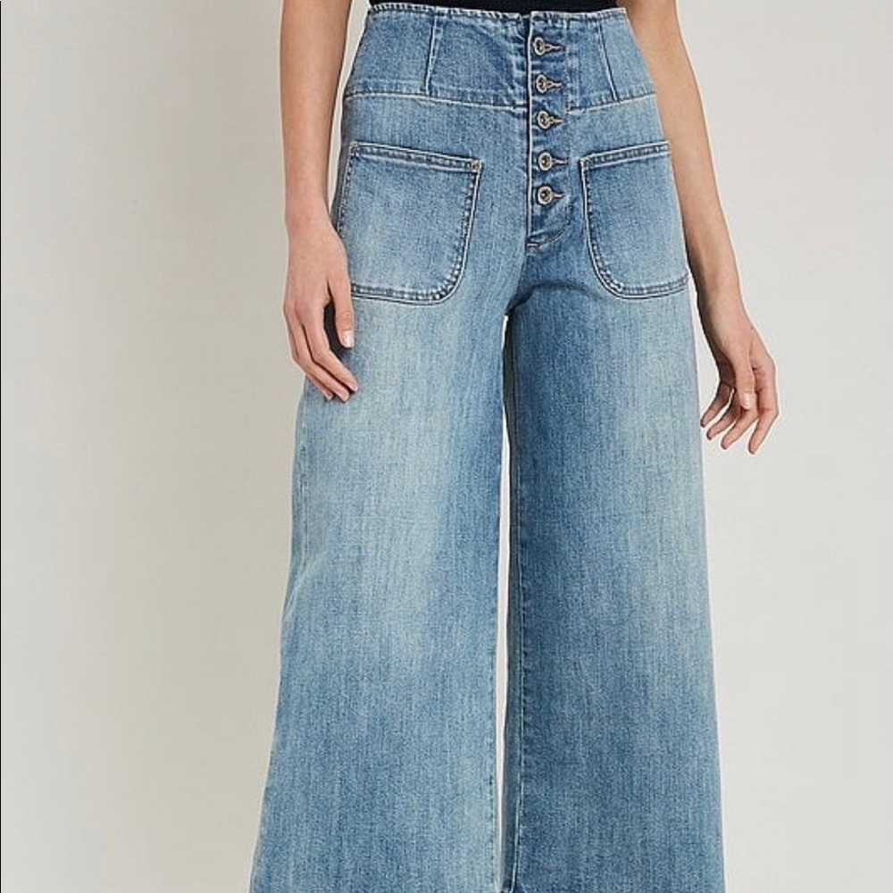 Denim Wide Leg Jeans-Lg